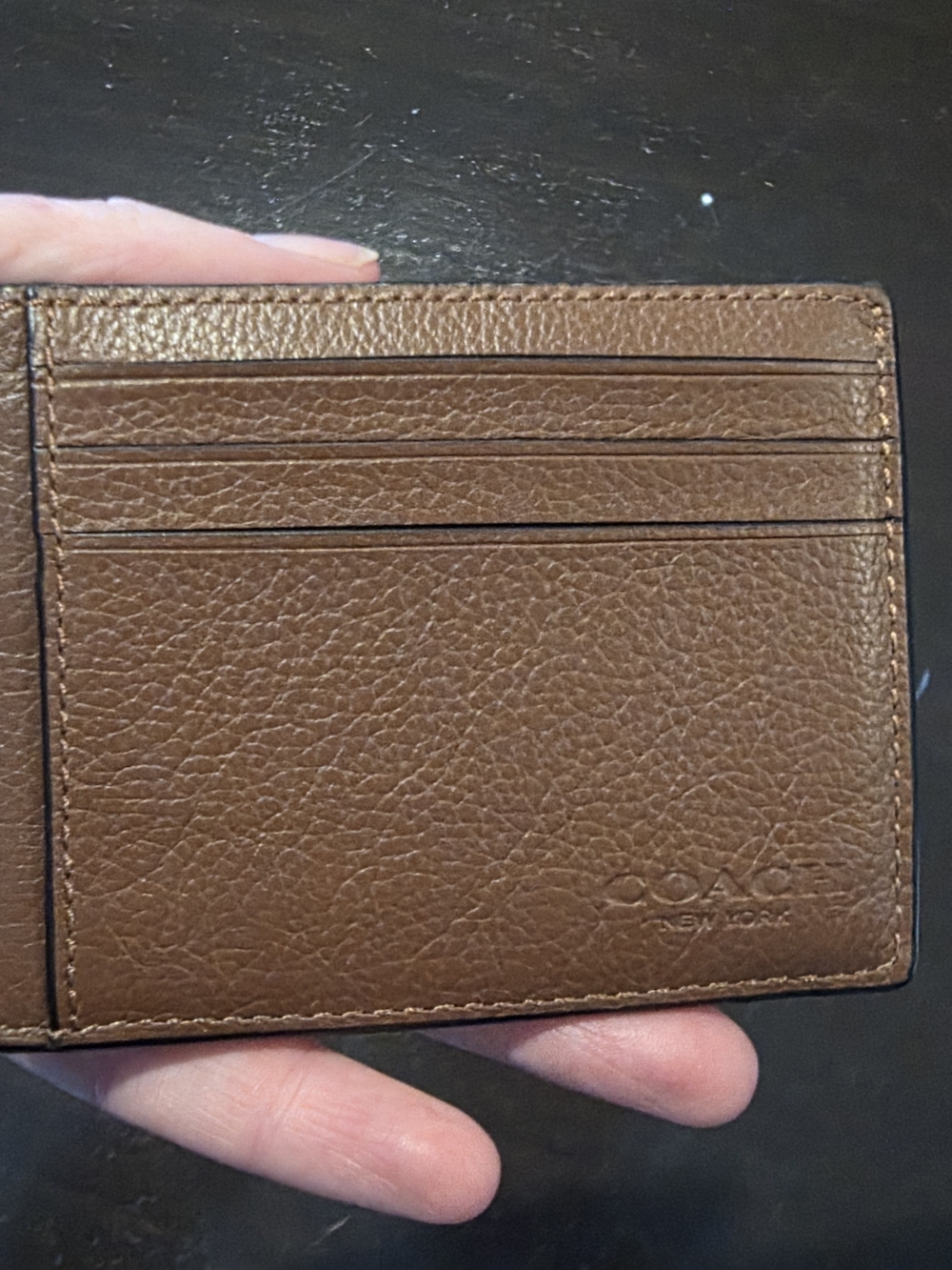 Coach Men's Brown Pebbled Leather Card Holder